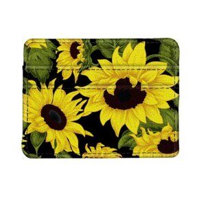 Monarque by Fig Design Group Sunflower On Black Slim Wallet